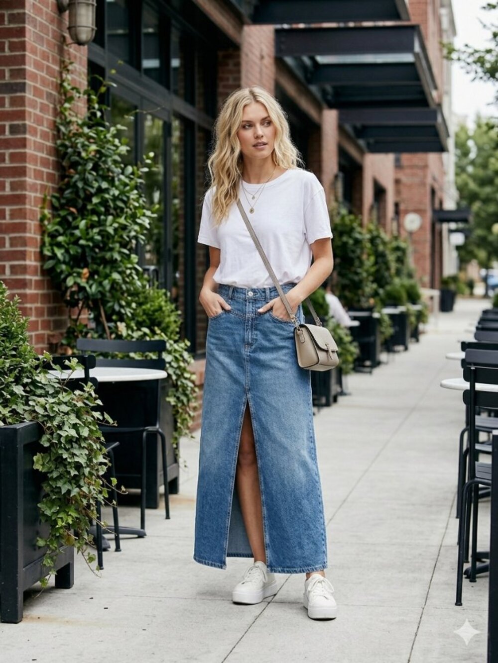 We The Free (Free People) Denim Maxi Skirt